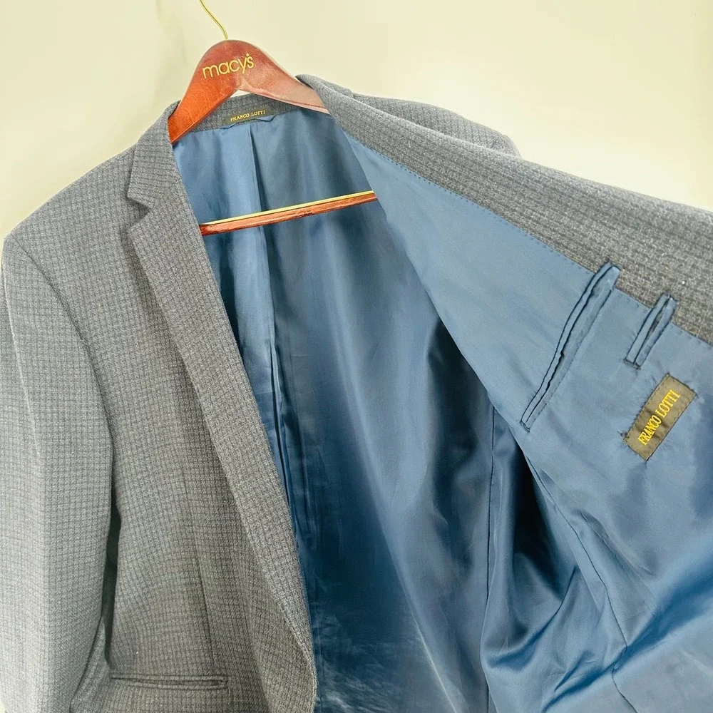 Franco‎ Lotti 2 Button Long Sleeve Classic Jacket Sport Blazer Blue Size 22 × 31